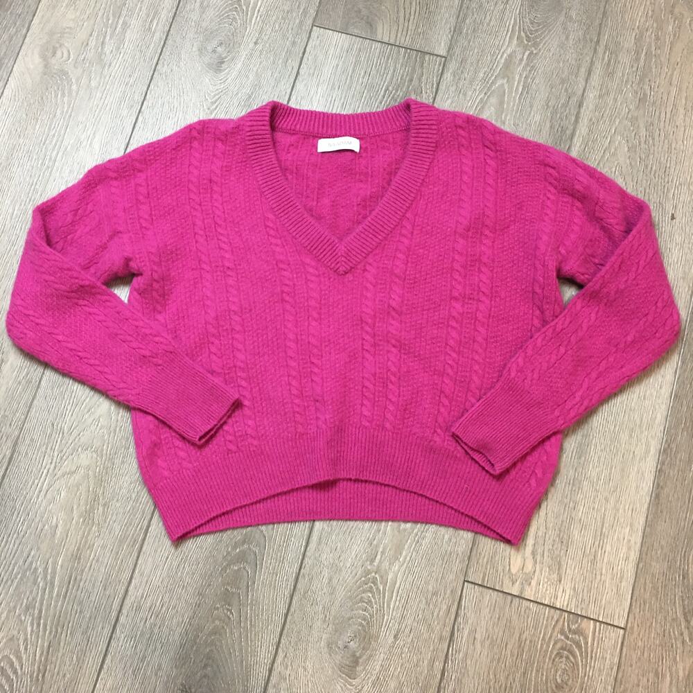 NAADAM 100% cashmere cable knit V-neck Pull over sweater size M Pink